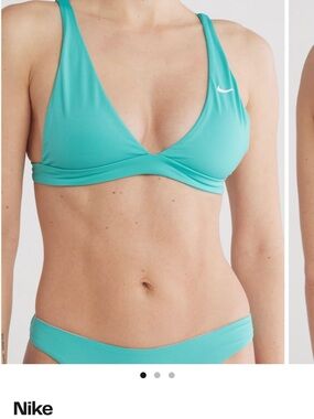Nike V-Neck Bralette Bikini Top and High rise Bottom set Teal Pink M NWT